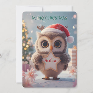 Moeilijke Babyuil Kerstmis Persoonlijke Naam Feestdagenkaart