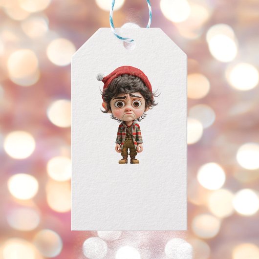 Moeilijke dag Kerst Elf Witte Gift Labels Cadeaulabel