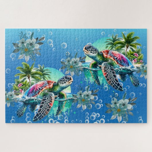 Moeilijke grillige Zee Turtle Jigsaw Puzzel (Horizontaal)