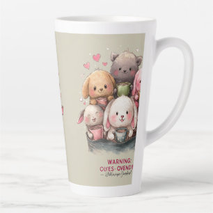 Moeilijke Kawaii Dier Waterverf Illustratie Latte Mok