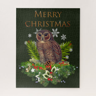 Moeilijke Kerstuil met Kerstgroen Legpuzzel