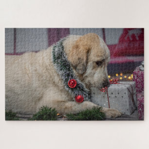 Moeilijke Lab Hond Familie Pret Kerst Puzzel