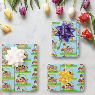 Moeilijke Paasmand Uil Eieren Paddenstoelen Inpakpapier Vel