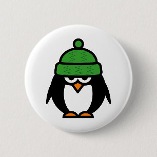 Moeilijke pinguïn cartoon ontwerp pinback knoop ronde button 5,7 cm