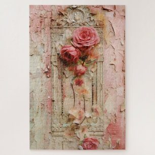 Moeilijke Roze Bloemen Grunge Decoupage Geïnspiree Legpuzzel