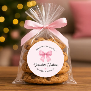 Moeilijke Roze Strik Coquette Thuisgemaakte Gebakk Ronde Sticker