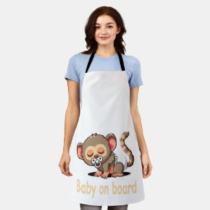Moeilijke Tekening Slaande Aap Baby in Auto S Schort
