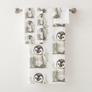 Moeilijke Waterverf Baby Dieren Alfabet Pinguïn Bad Handdoek