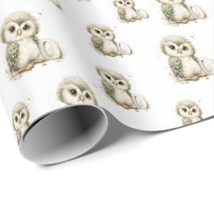 Moeilijke Waterverf Baby Dieren Alfabet Uil Cadeaupapier