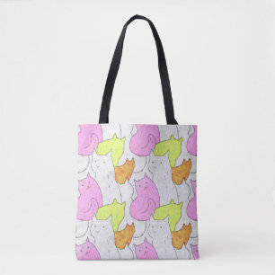 Moeilijke Waterverf Katten Doodle Patroon Draagtas