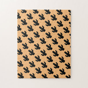 Moeilijke zwarte en Oranje Saguaro Cactus Puzzle Legpuzzel