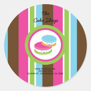 Moeite Kleurrijke Bakkerij Macarons Leuke Streep F Ronde Sticker
