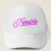 moeite | Neon Pink Script Trucker Hat Pet (Voorkant)
