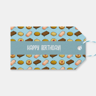 Moeitekoekjes Gefeliciteerd! Biscuit Pixel Patroon Cadeaulabel