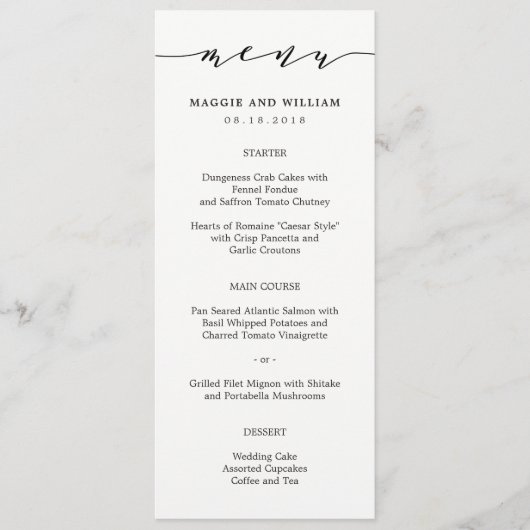 Moeiteloos Script Menu Card (Voorkant)