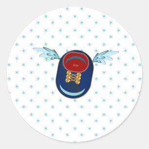 Moelelijke gevleugelde schoen cartoon ronde sticker