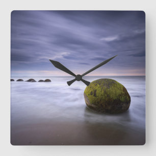 Moeraki Boulders Sunrise Seascape Vierkante Klok