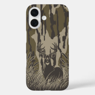Moeras camouflage witstaart hertenbok jacht camouf iPhone 16 hoesje
