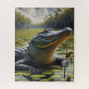 Moeras met stieralligator legpuzzel