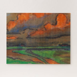 Moeraslandschap onder rode wolken Emil Nolde Legpuzzel