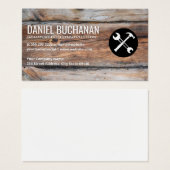 Moersleutel en Hammer | Achtergrond houten paneel Visitekaartje (Voorkant /achterkant)