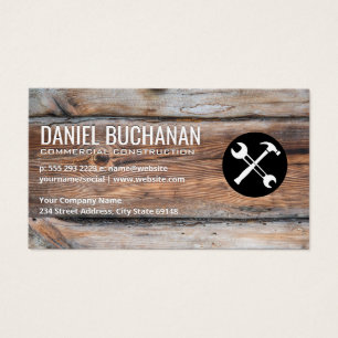 Moersleutel en Hammer Achtergrond houten paneel Visitekaartje