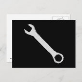 Moersleutel. Grijs en zwart. Spanner. Briefkaart (Voorkant / Achterkant)