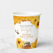 Moest Een Bij Zijn | Waterverf Zonnebloem Bruidsdo Papieren Bekers (Achterkant)