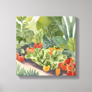 Moestuin Aquarel Schilderij Canvas Afdruk