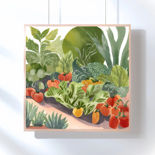 Moestuin Aquarel Schilderij Poster