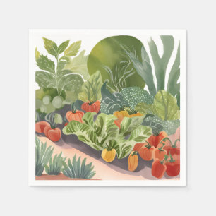 Moestuin Aquarelschilderij Servet