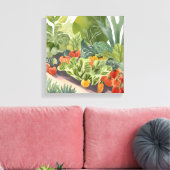 moestuin | Waterverf schilderij Canvas Afdruk (Insitu (Woonkamer))