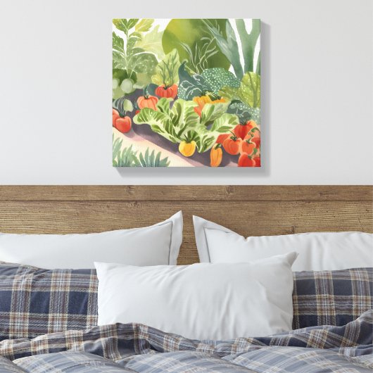 moestuin | Waterverf schilderij Canvas Afdruk (Insitu (Slaapkamer))