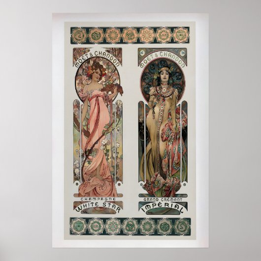 Moet Chandon van Alphonse Mucha   Antiek Poster (Voorkant)