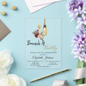 Moet Glass Floral Brunch & Bubbly Vrijgezellenfees Acryl Uitnodigingen (Insitu (Huwelijk))