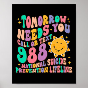 Moet u bellen naar tekst 988 National Suicide Prev Poster