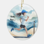 Moet Vrouw Runner Keepsake draaien Keramisch Ornament (Links)