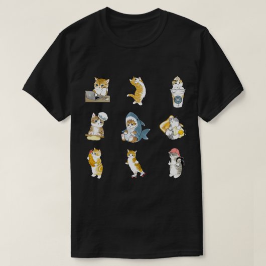 Mofu Sand Cute Cat Drawing Pattern and Pack T-shirt (Design voorkant)