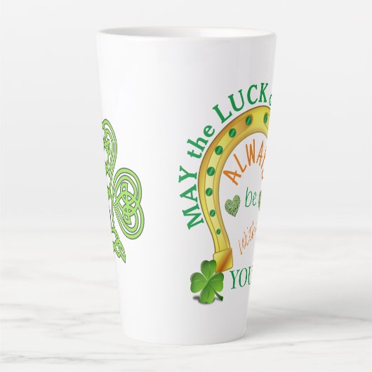 Moge de Luck of the Irish Shamrock Hoefijzer Latte Mok (Voorkant)