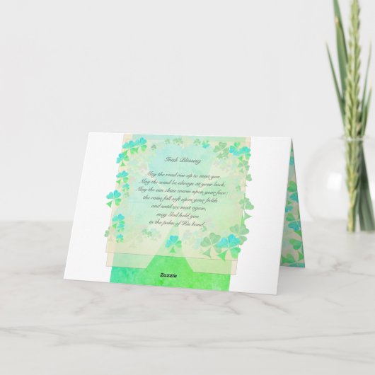 "Moge de weg omhoog gaan..." Irish Blessing Shamro Kaart (Achterkant)