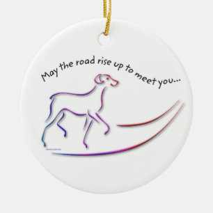 Moge de weg omhoog stijgen met honden- en hondensi keramisch ornament
