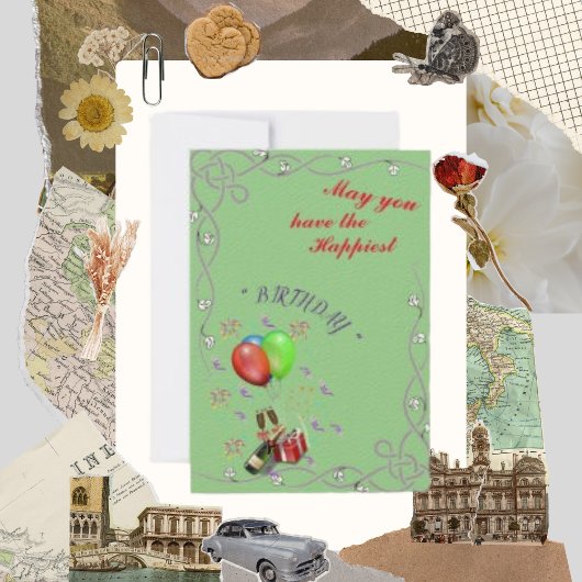 Moge je de gelukkigste wijn en ballon hebben kaart