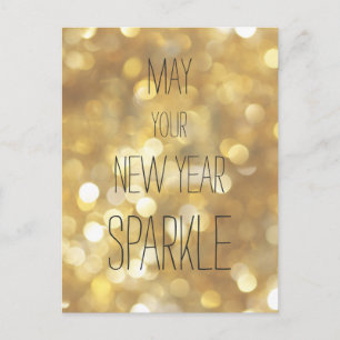Moge je Nieuwjaar Sparkle - Gouden Glitter Briefkaart