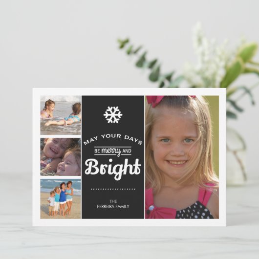 Moge uw dagen een prettige en heldere kerstfoto zi feestdagenkaart (Staand voorkant)