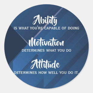 Mogelijkheid, Motivatie, Attitude Quote, Blue Abst Ronde Sticker