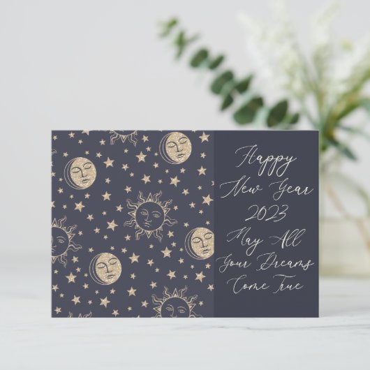 Mogen Al Uw Dromen Uitkomen Cute Gelukkig Nieuwjaa Bedankkaart (Staand voorkant)