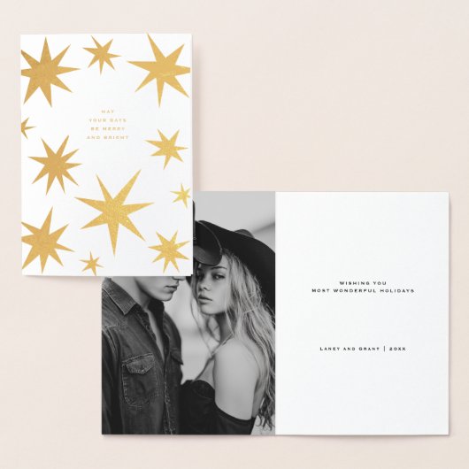 Mogen jullie dagen vrolijke en heldere gouden ster folie kaarten (Display)