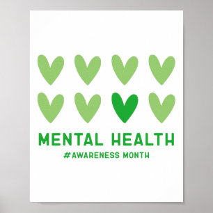 Mogen we de groene Mental Health Awareness Maand D Poster