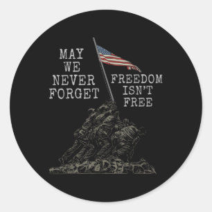 Mogen we nooit vergeten Vrijheid Inent Free USA Fl Ronde Sticker
