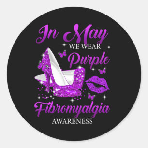 Mogen we Paarse hoge hakken fibromyalgie Awarene D Ronde Sticker